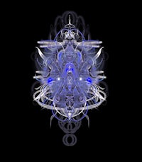 a blue abstract design on a black background